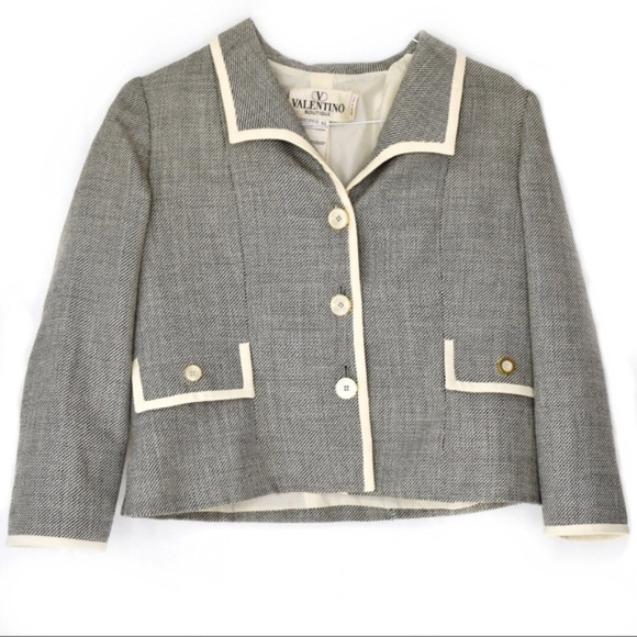 Valentino Jackets & Blazers - Valentino Boutique Tweed Grey Button Down Blazer